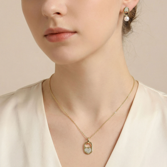 Modern Heart & Pearl Set